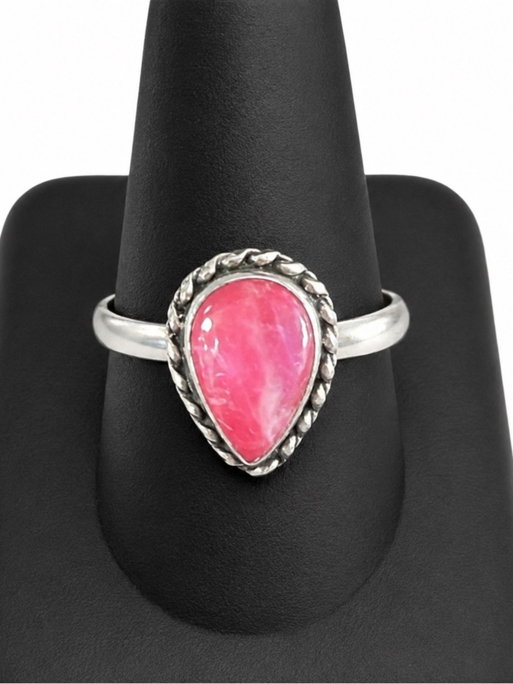 Pink Rainbow Moonstone 925 Solid Sterling Silver Genuine Ring